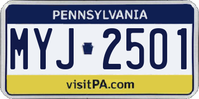 PA license plate MYJ2501