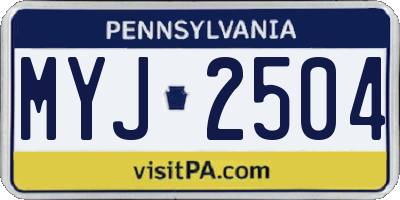 PA license plate MYJ2504