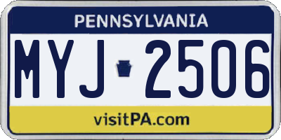 PA license plate MYJ2506