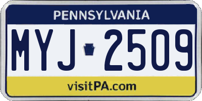 PA license plate MYJ2509