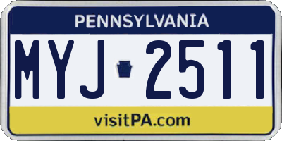 PA license plate MYJ2511