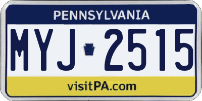 PA license plate MYJ2515