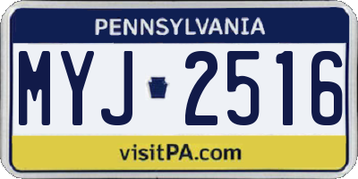 PA license plate MYJ2516