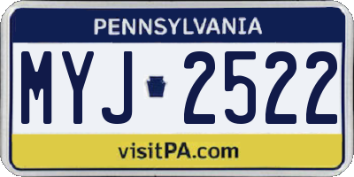 PA license plate MYJ2522