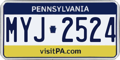 PA license plate MYJ2524