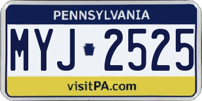 PA license plate MYJ2525