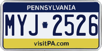 PA license plate MYJ2526
