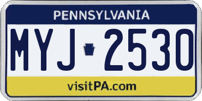 PA license plate MYJ2530
