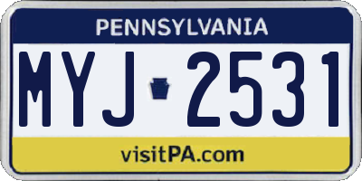 PA license plate MYJ2531