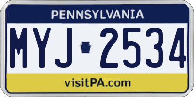 PA license plate MYJ2534