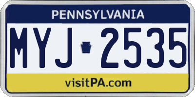PA license plate MYJ2535