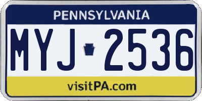 PA license plate MYJ2536