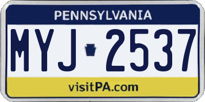 PA license plate MYJ2537