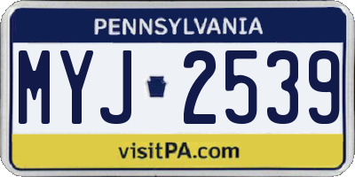 PA license plate MYJ2539