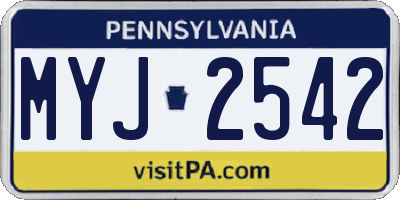 PA license plate MYJ2542