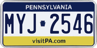 PA license plate MYJ2546