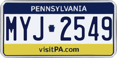 PA license plate MYJ2549
