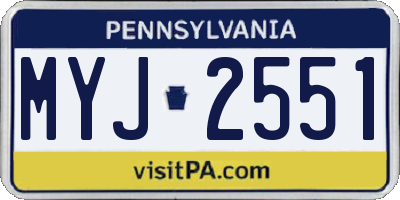 PA license plate MYJ2551