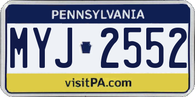 PA license plate MYJ2552