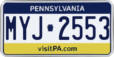 PA license plate MYJ2553