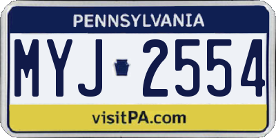 PA license plate MYJ2554