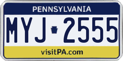 PA license plate MYJ2555