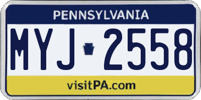 PA license plate MYJ2558