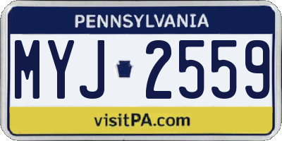 PA license plate MYJ2559