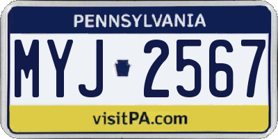 PA license plate MYJ2567