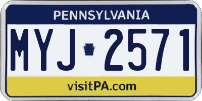 PA license plate MYJ2571