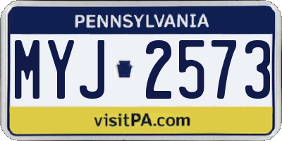 PA license plate MYJ2573