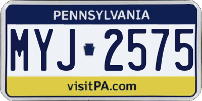 PA license plate MYJ2575
