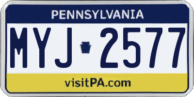 PA license plate MYJ2577