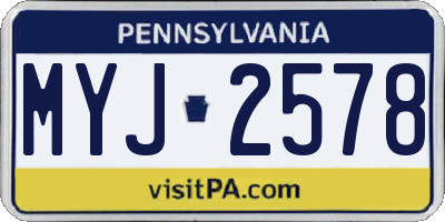 PA license plate MYJ2578