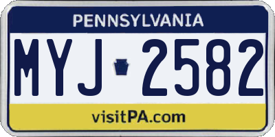 PA license plate MYJ2582
