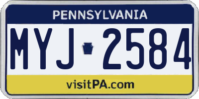 PA license plate MYJ2584