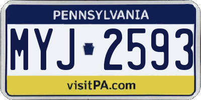 PA license plate MYJ2593