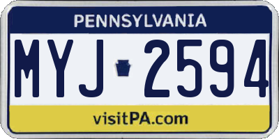 PA license plate MYJ2594