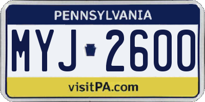 PA license plate MYJ2600