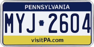 PA license plate MYJ2604