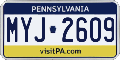 PA license plate MYJ2609