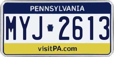 PA license plate MYJ2613