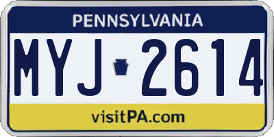 PA license plate MYJ2614