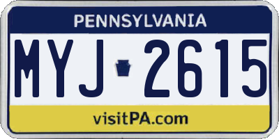 PA license plate MYJ2615