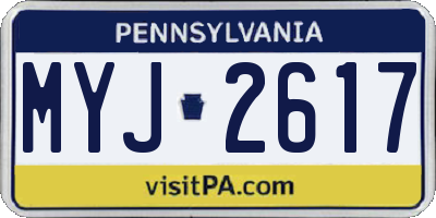 PA license plate MYJ2617