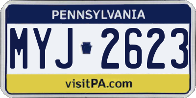 PA license plate MYJ2623