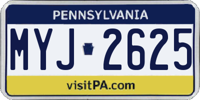 PA license plate MYJ2625