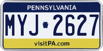 PA license plate MYJ2627
