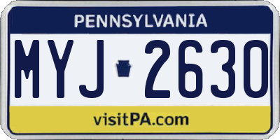 PA license plate MYJ2630