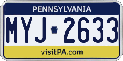 PA license plate MYJ2633